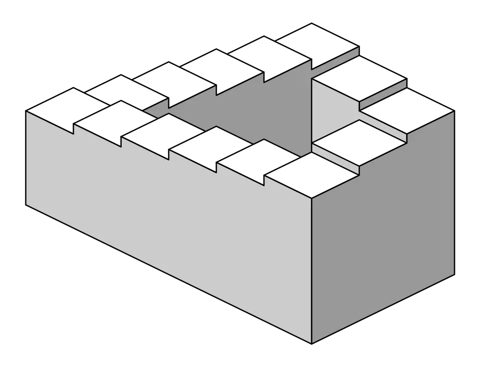 Penrose stairs: a staircase that appears to rise continuously and return to where it started.